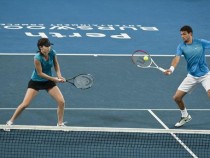 Григор Димитров и Цветана Пиронкова на корта в Мелбърн днес