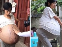 Китайка има много голям корем поради неизвестна болест