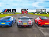 Яростна драг битка: Porsche 911 Turbo срещу BMW M8 и Nissan GT-R ВИДЕО
